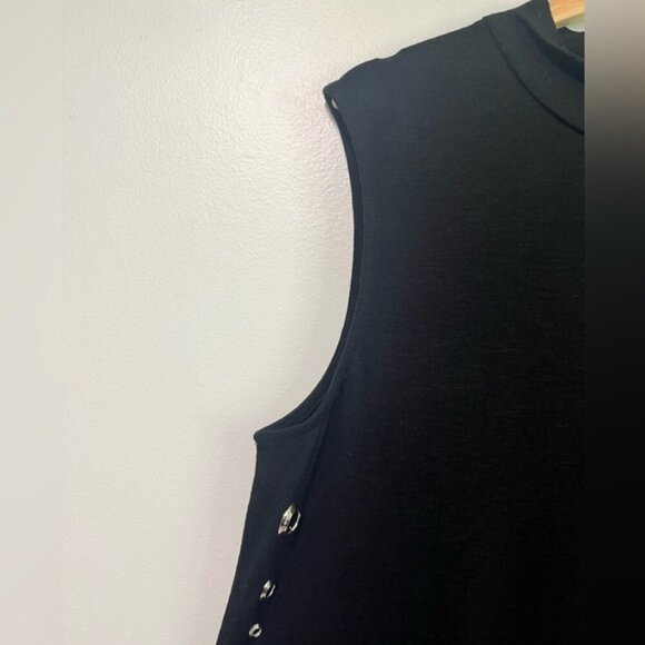Riva Black Sleeveless Midi Dress with Silver Grommet Detail – Size L - Picture 8 of 11